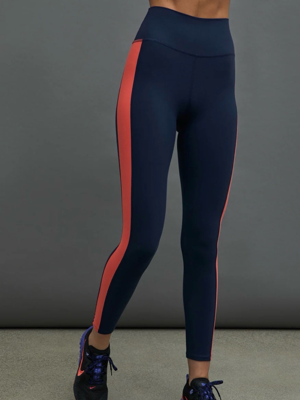 Carbon38 Navy and Orange High-Waist Legging & Crop Tank Set ✨ - Picture 5 of 15